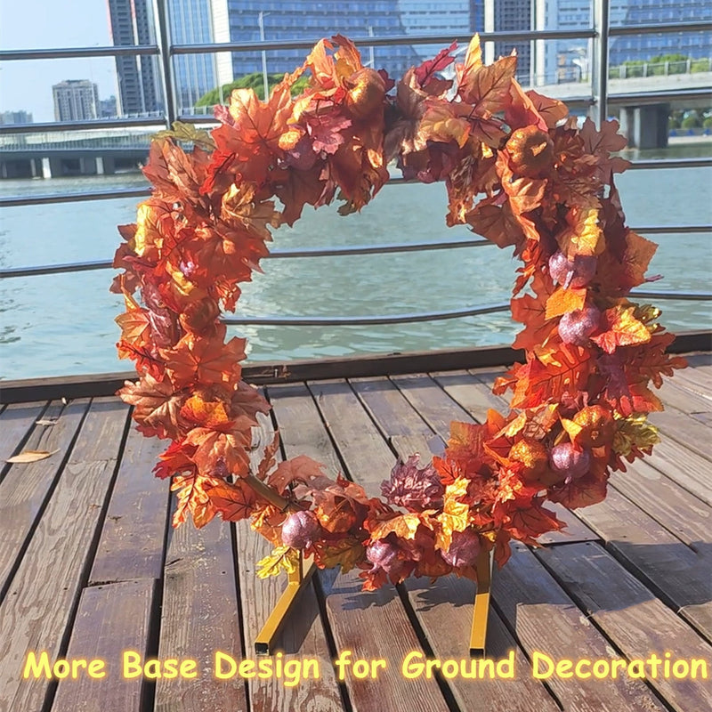 26 Inch Large Fall Pumpkin and Maple Leaf Wreath for Front Door, Artificial Autumn Decor, Bulk Quantity