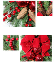 Pine Cone Christmas Swag with Red Berry Garland, Bulk Holiday Decoration, Artificial Pine Cones and Berries