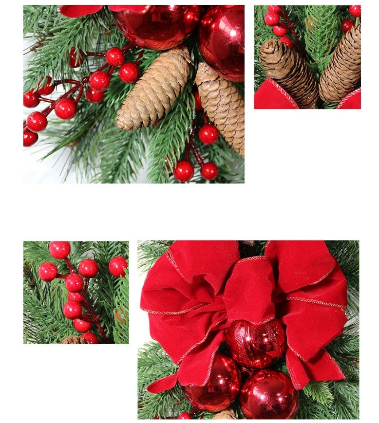 Pine Cone Christmas Swag with Red Berry Garland, Bulk Holiday Decoration, Artificial Pine Cones and Berries