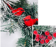 Christmas Wreaths Bulk Set with Berry, Cedar, Red Bird, Cardinal Ornaments for Front Door, Indoor Outdoor Decor