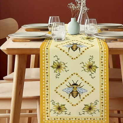 Bulk 4 Pcs Bee Linen Table Runners For Holiday Party Home Dining Living Room Decoration Wholesale