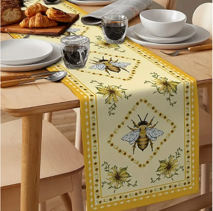 Bulk 4 Pcs Bee Linen Table Runners For Holiday Party Home Dining Living Room Decoration Wholesale