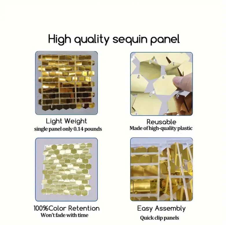 Bulk Hexagon Sequin Shimmer Wall Backdrop Panels Photo Backdrops for Birthday Anniversary Wedding Graduation Party Decoration Wholesale