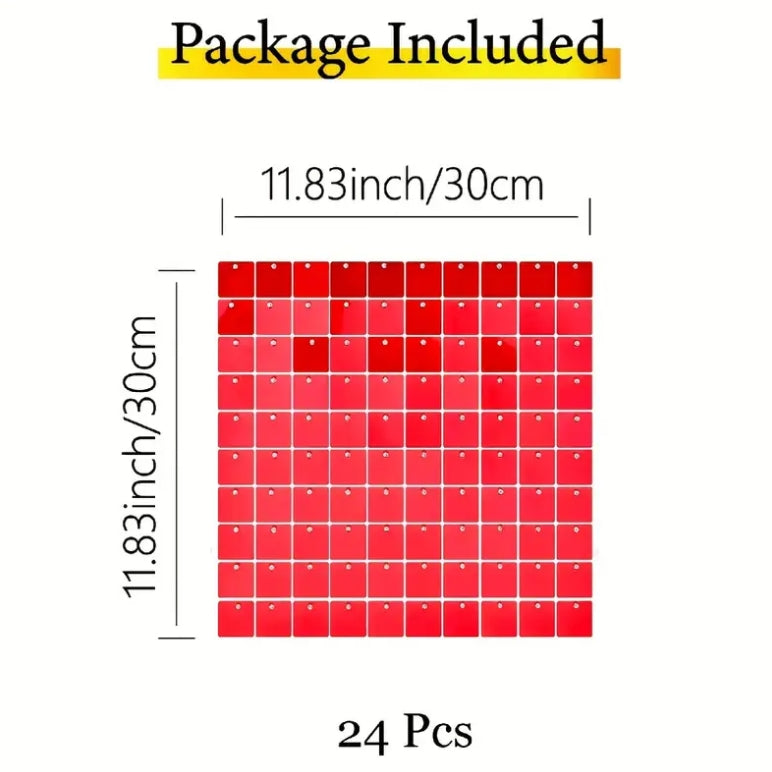 Bulk 24pcs Square Sequin Shimmer Wall Backdrop Panels Photo Backdrops for Birthday Anniversary Wedding Graduation Party Decoration Wholesale