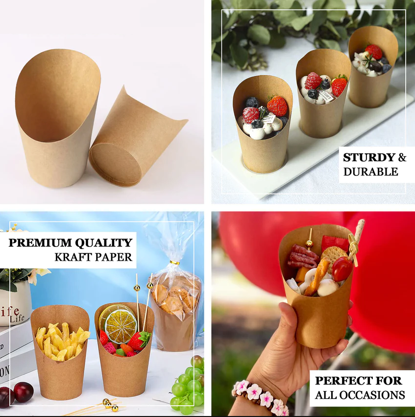 Bulk 200 Pack Disposable Snack Cups for French Fry Cone Sweets for Party Events Weddings Wholesale