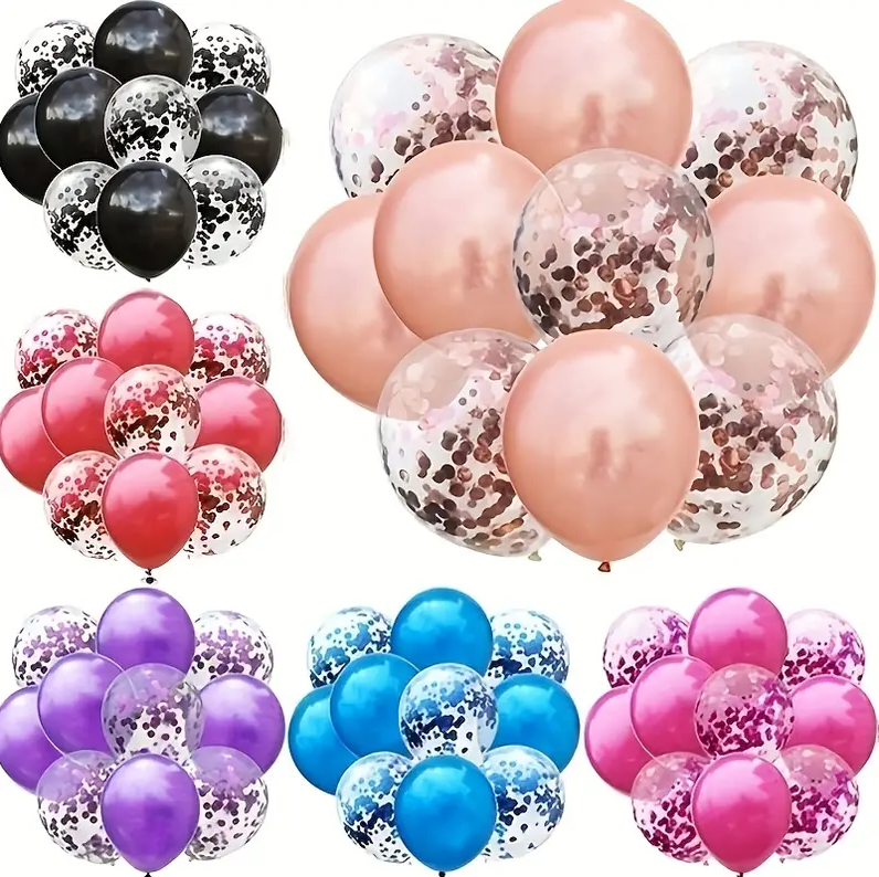 Bulk 10 Pcs 12 Inch Latex Balloons with Colored Confetti For Birthday Party Wedding Baby Shower Decoration Party Supplies Decor Wholesale