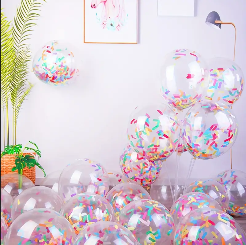 Bulk 100 Pcs 12 Inches Latex Balloons with Long Strips of confetti for Wedding Engagement Party Decoration Wholesale