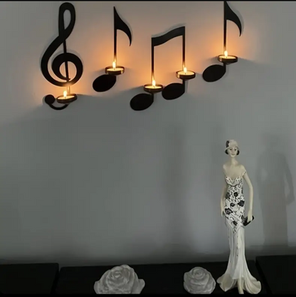 Bulk 4 Pcs Music Notes Candle Holders Wall Mount Hanging Candlestick for Home Living Room Dining Room Art Decor Wholesale
