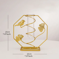 Bulk 1pc Elegant Ginkgo Leaf Metal Vase with Geometry Stand for Home Decor Flower Arrangements Wholesale