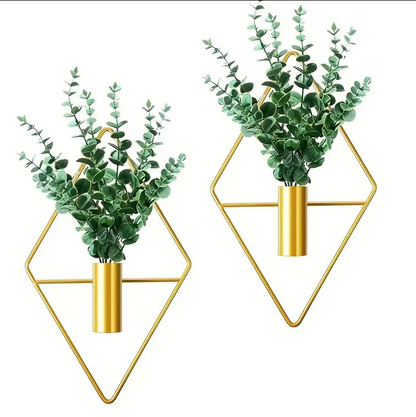 Bulk 1pc Rhombus Shape Metal Hanging Vase Modern Geometric Wall Decor For Home Living Room Office Decor Home Decor Wholesale