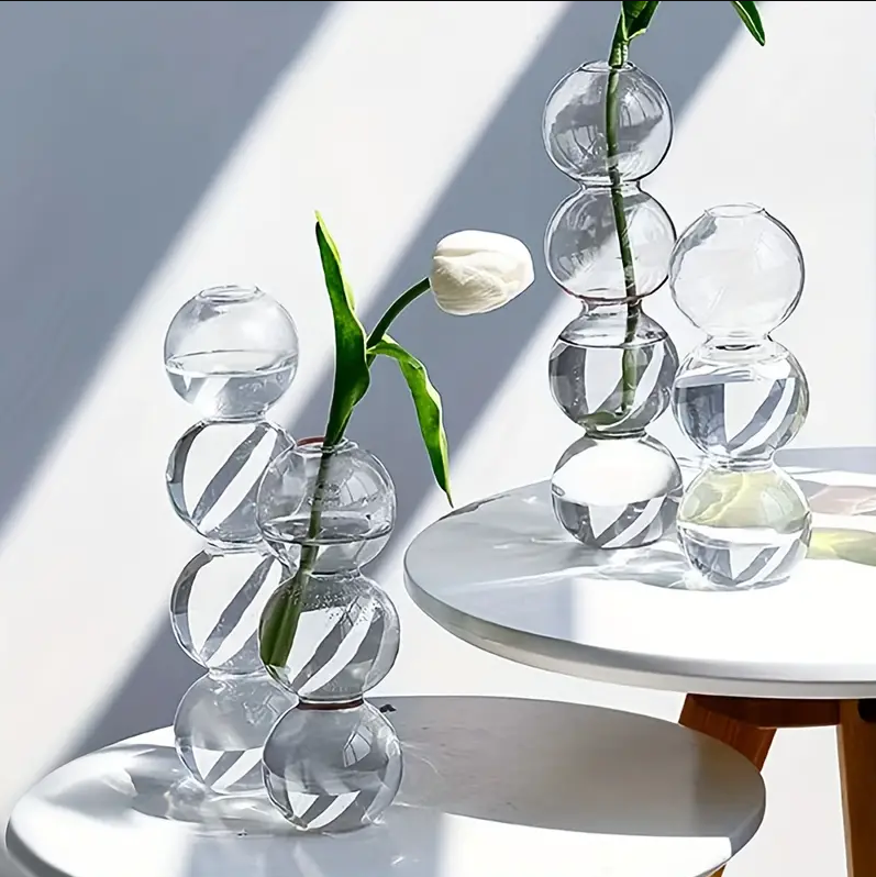 Bulk 2 Pack Hydroponic Flower Vase Transparent Balls Shape Glass Vase for Weddings Party Events Home Decor Wholesale