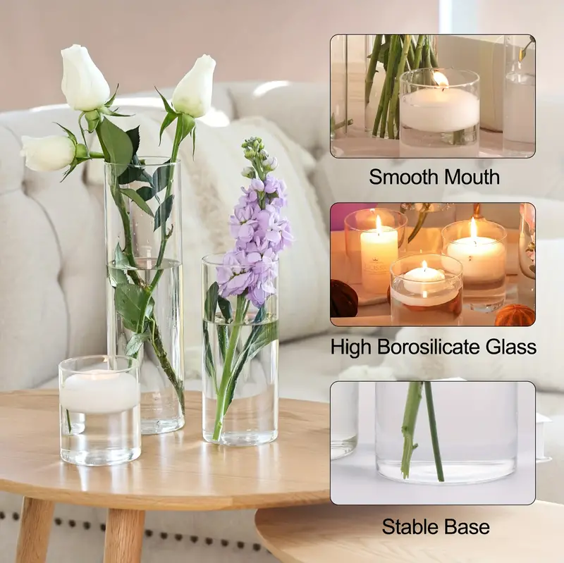 Bulk 2 Pcs Clear Cylinder Acrylic Vases Cylinder Floating Candle Holders For Centerpieces Wedding Home Decoration Wholesale