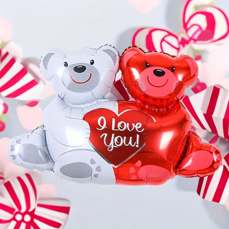 Bulk 50 Pcs Bear Balloons I Love You Foil Balloons for Valentine's Day Birthday Wedding Anniversary Proposal Engagement Decoration Wholesale