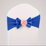 Bulk 2 Pcs Chair Sashes with Floral Bow Tie for Hotel Wedding Banquet Elastic Chair Cover Wholesale