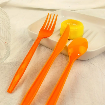 Bulk 60 Pcs Disposable Tableware Set Plastic Colored Knives Forks Spoons Set Wholesale