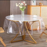 Bulk 2 Pcs Round Plastic Table Covers 54X54 Inch Clear PVC Waterproof Tablecloths Wholesale
