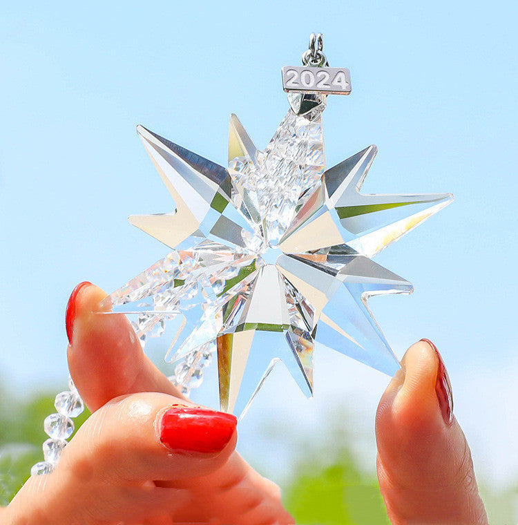10 Pcs Sparkly Crystal Snowflake Star Christmas Ornaments Bulk Decorative