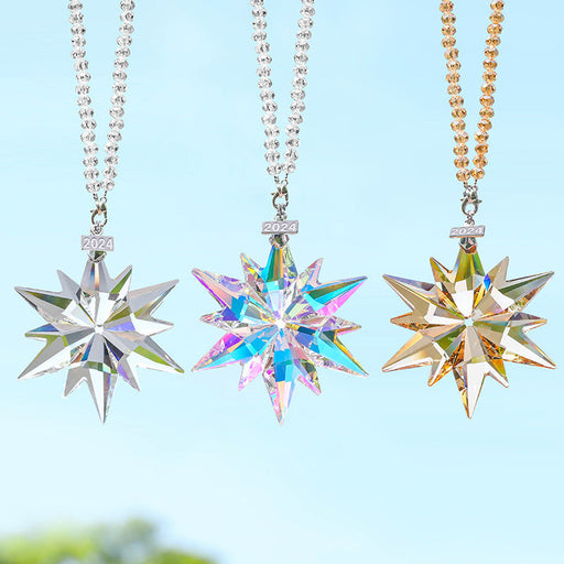 10 Pcs Sparkly Crystal Snowflake Star Christmas Ornaments Bulk Decorative