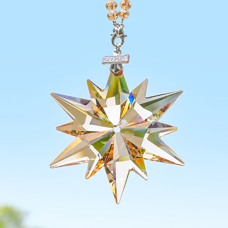 10 Pcs Sparkly Crystal Snowflake Star Christmas Ornaments Bulk Decorative