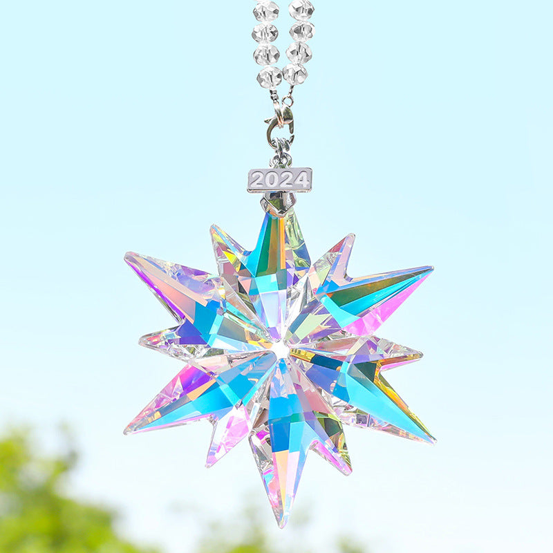 10 Pcs Sparkly Crystal Snowflake Star Christmas Ornaments Bulk Decorative