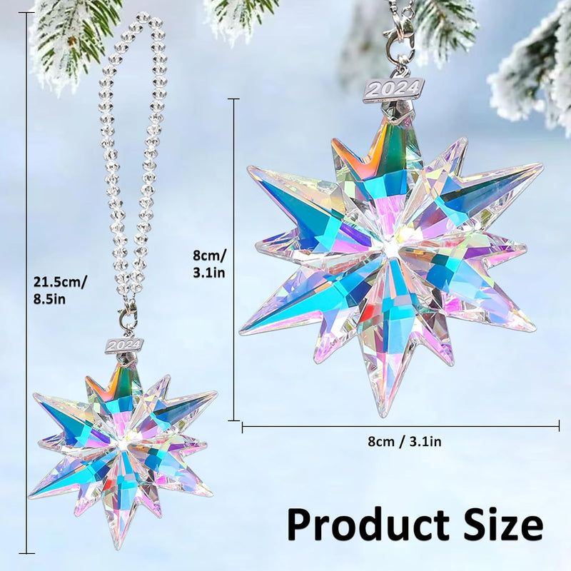 10 Pcs Sparkly Crystal Snowflake Star Christmas Ornaments Bulk Decorative