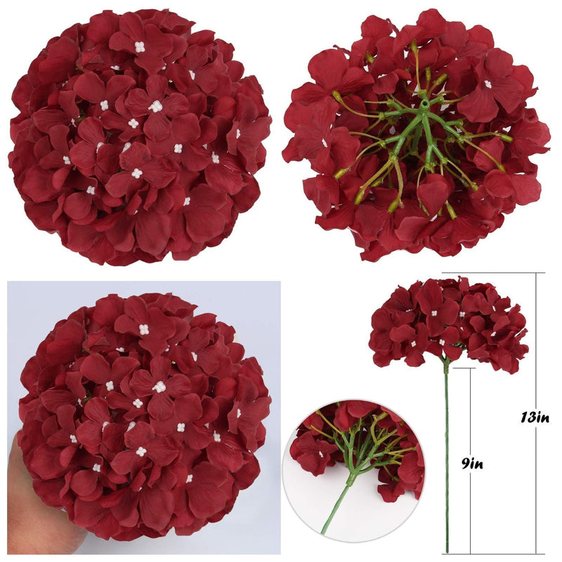 10 Pcs Silk Hydrangea Heads Artificial Flowers Blueberry Blue 4 Inch Realistic for Wedding Home Decor