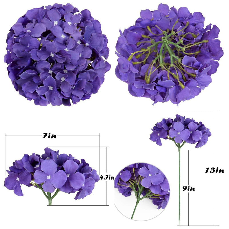10 Pcs Silk Hydrangea Heads Artificial Flowers Blueberry Blue 4 Inch Realistic for Wedding Home Decor