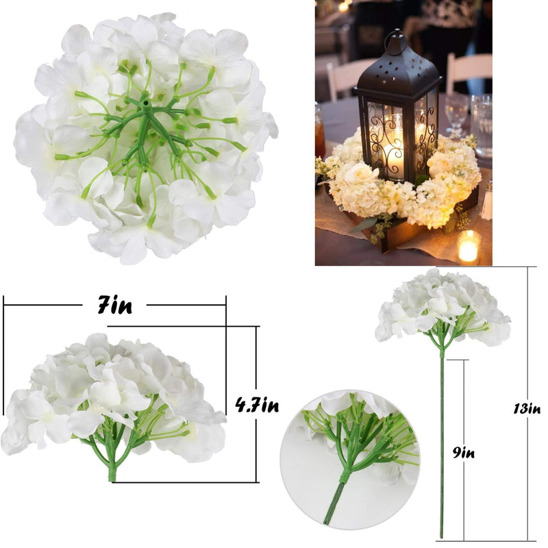 10 Pcs Silk Hydrangea Heads Artificial Flowers Blueberry Blue 4 Inch Realistic for Wedding Home Decor