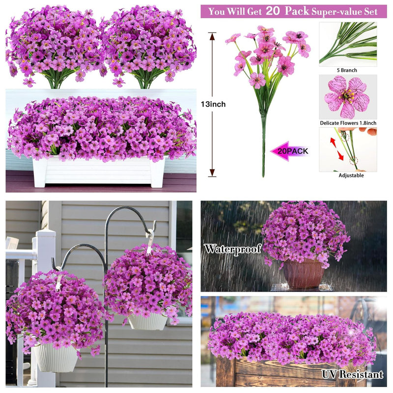 20 Bundles Artificial Daisy Garland with Eucalyptus, UV Resistant Outdoor Hanging Flowers, Premium Silk Blend, Vibrant Colors