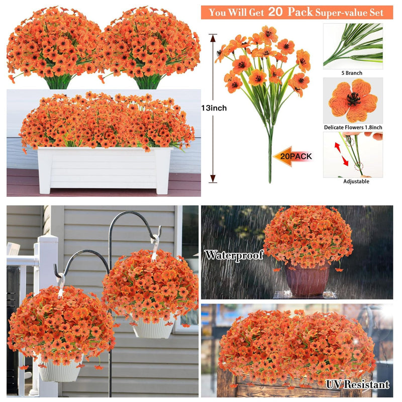 20 Bundles Artificial Daisy Garland with Eucalyptus, UV Resistant Outdoor Hanging Flowers, Premium Silk Blend, Vibrant Colors