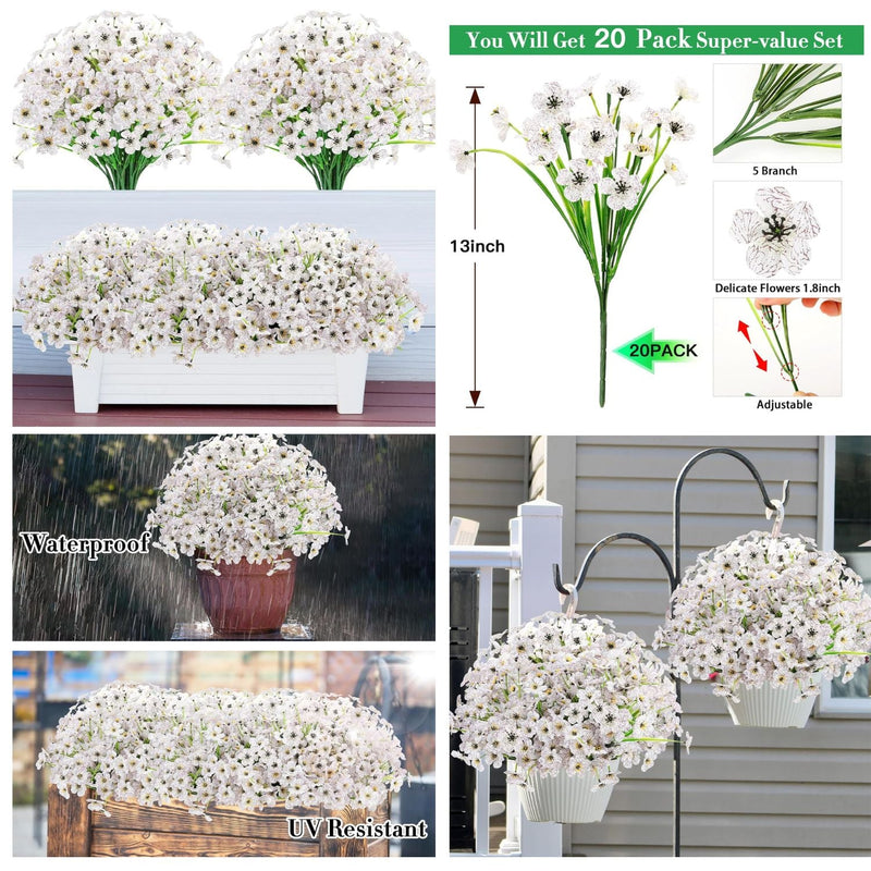 20 Bundles Artificial Daisy Garland with Eucalyptus, UV Resistant Outdoor Hanging Flowers, Premium Silk Blend, Vibrant Colors