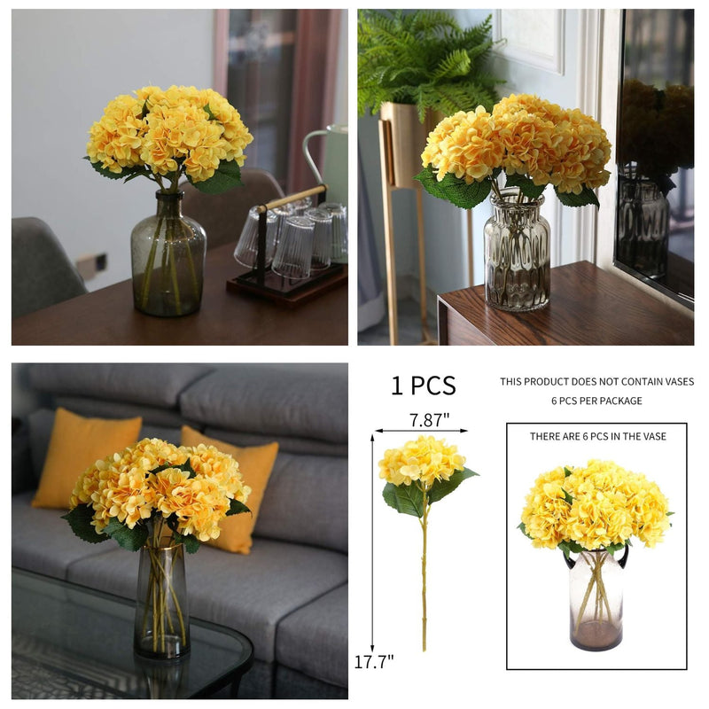6 Pcs Artificial Silk Autumn Hydrangea Flowers, 12.6" Stems, 5.9" Heads, Realistic Fall Decor for Wedding & Farmhouse