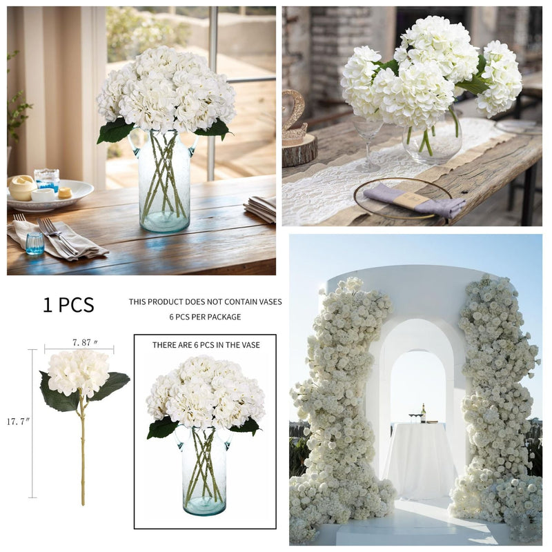6 Pcs Artificial Silk Autumn Hydrangea Flowers, 12.6" Stems, 5.9" Heads, Realistic Fall Decor for Wedding & Farmhouse