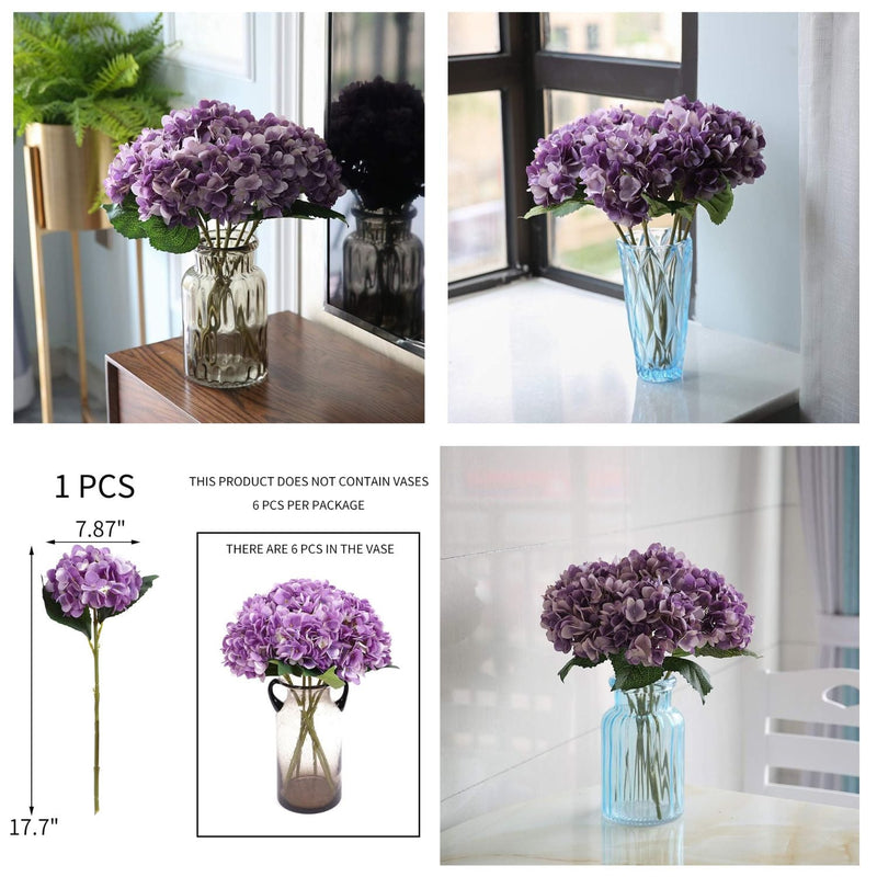 6 Pcs Artificial Silk Autumn Hydrangea Flowers, 12.6" Stems, 5.9" Heads, Realistic Fall Decor for Wedding & Farmhouse