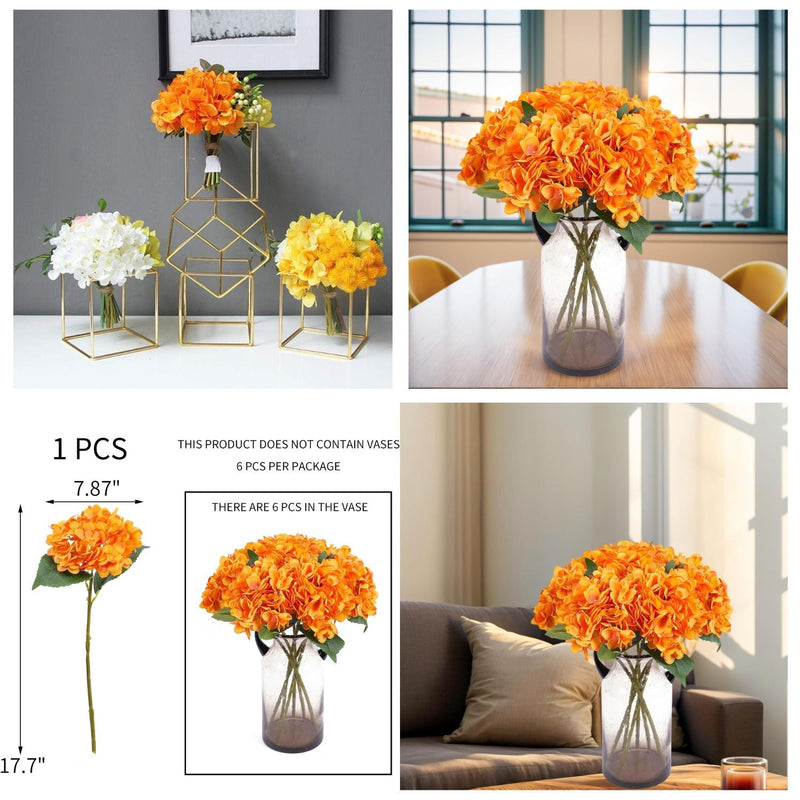 6 Pcs Artificial Silk Autumn Hydrangea Flowers, 12.6" Stems, 5.9" Heads, Realistic Fall Decor for Wedding & Farmhouse