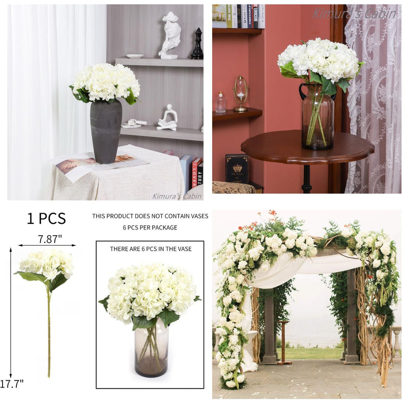 6 Pcs Artificial Silk Autumn Hydrangea Flowers, 12.6" Stems, 5.9" Heads, Realistic Fall Decor for Wedding & Farmhouse