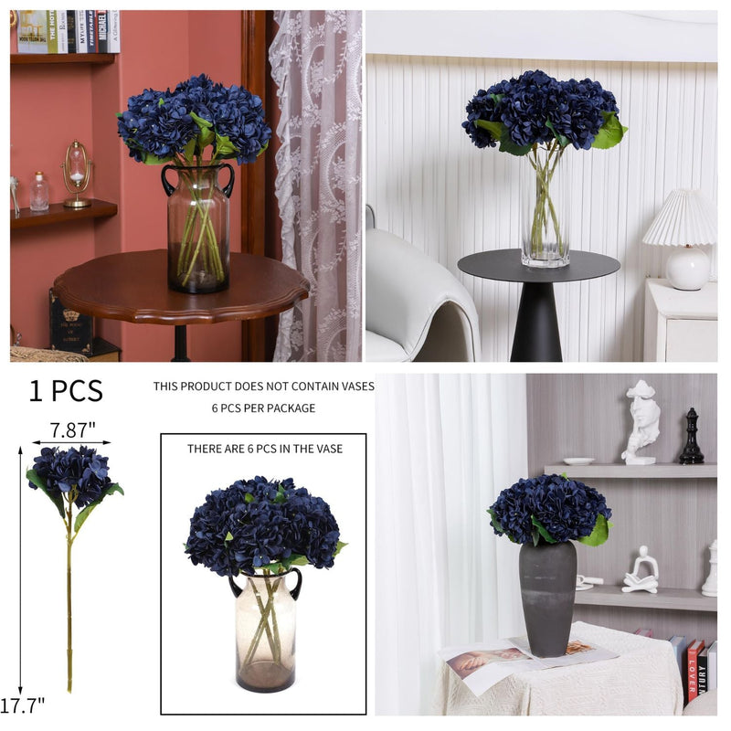 6 Pcs Artificial Silk Autumn Hydrangea Flowers, 12.6" Stems, 5.9" Heads, Realistic Fall Decor for Wedding & Farmhouse