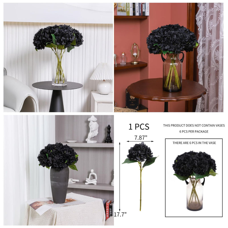 6 Pcs Artificial Silk Autumn Hydrangea Flowers, 12.6" Stems, 5.9" Heads, Realistic Fall Decor for Wedding & Farmhouse