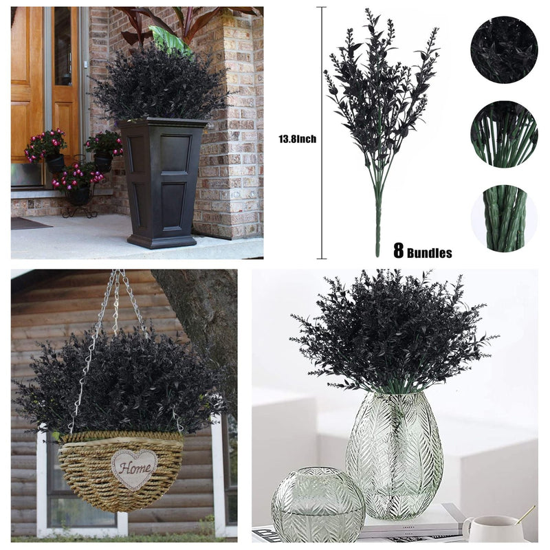 8 Bundles Artificial Lavender Stems, 12 Inch UV-Resistant Silk Flowers, Vibrant Purple, Flexible Fade-Resistant Shrubs for Outdoor & Wedding Decor
