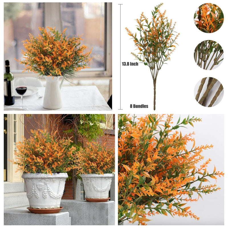8 Bundles Artificial Lavender Stems, 12 Inch UV-Resistant Silk Flowers, Vibrant Purple, Flexible Fade-Resistant Shrubs for Outdoor & Wedding Decor