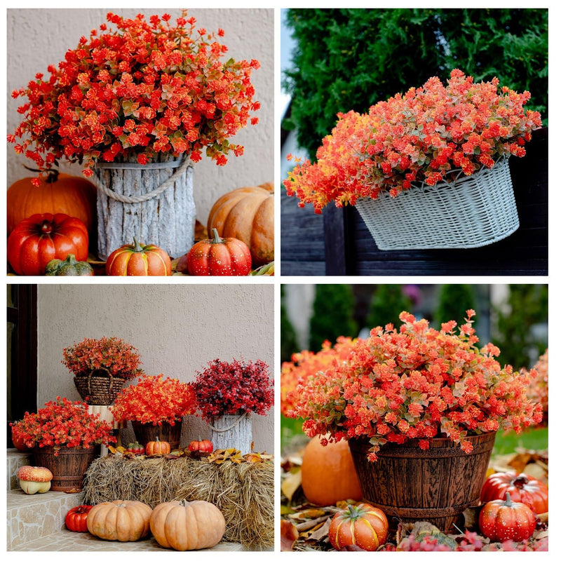 12 PCS Artificial Flowers Stems, 12 Inch UV Resistant Lifelike Greenery for Indoor Outdoor Pots and Planters