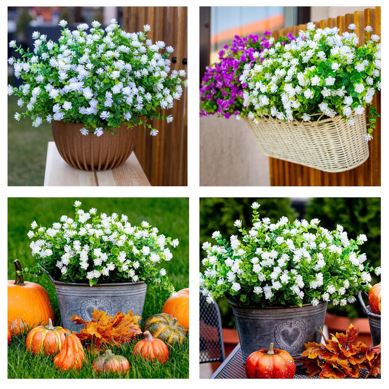 12 PCS Artificial Flowers Stems, 12 Inch UV Resistant Lifelike Greenery for Indoor Outdoor Pots and Planters