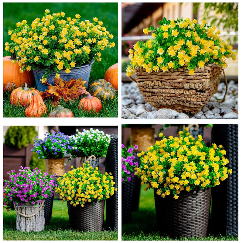 12 PCS Artificial Flowers Stems, 12 Inch UV Resistant Lifelike Greenery for Indoor Outdoor Pots and Planters