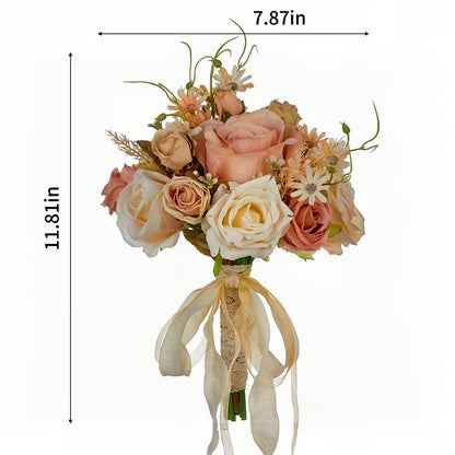 Bulk White Pink Wedding Bouquets Bride Bouquet Wrist Corsage Groom Boutonniere Wedding Flower Bridesmaid Wrist Corsage Party Wedding Decoration Wholesale