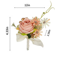 Bulk White Pink Wedding Bouquets Bride Bouquet Wrist Corsage Groom Boutonniere Wedding Flower Bridesmaid Wrist Corsage Party Wedding Decoration Wholesale