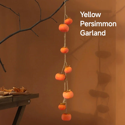 Bulk 2 Pcs Persimmon Garlands Real Touch Fade Resistance for Indoor Outdoor Home Decor Thanksgiving Photo Studio Backdrops Wholesale
