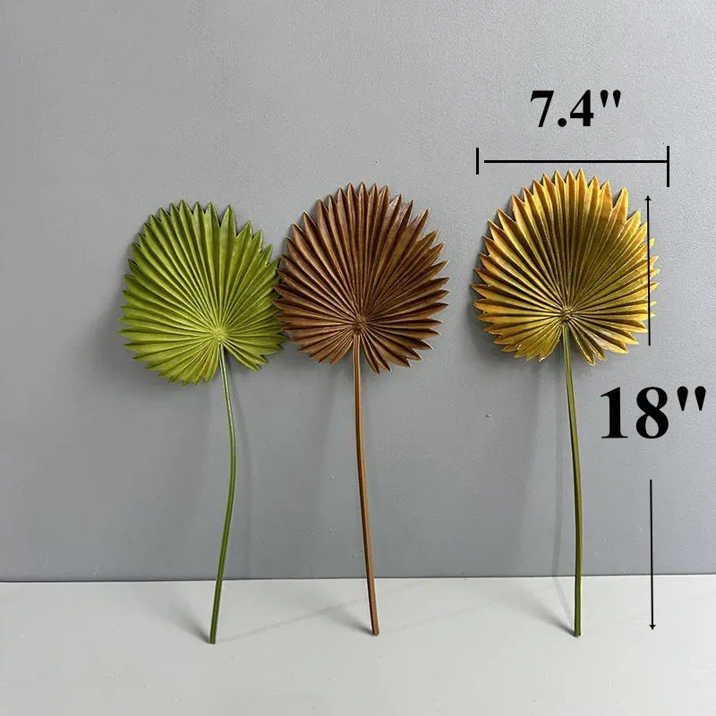 18 Inch Artificial Fan Palm Leaves with Stems, 10 Pcs Tropical Silk Plants for Wedding Decor