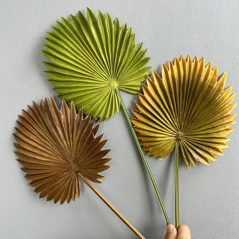 18 Inch Artificial Fan Palm Leaves with Stems, 10 Pcs Tropical Silk Plants for Wedding Decor