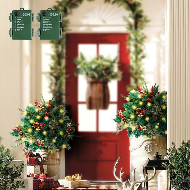 Lighted Artificial Christmas Urn Filler Bushes, Pre-lit, Outdoor, Bulk Quantity