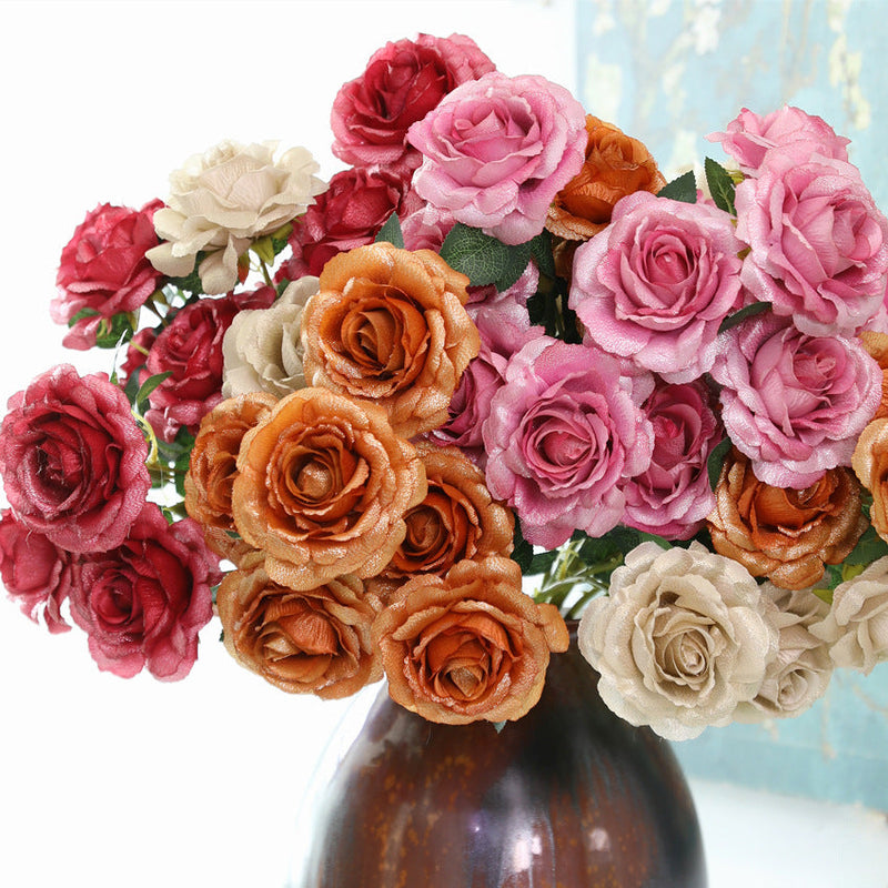 2025 Modern Romance Artificial Shiny Rose Stems Bulk for Wedding and Home Decorations